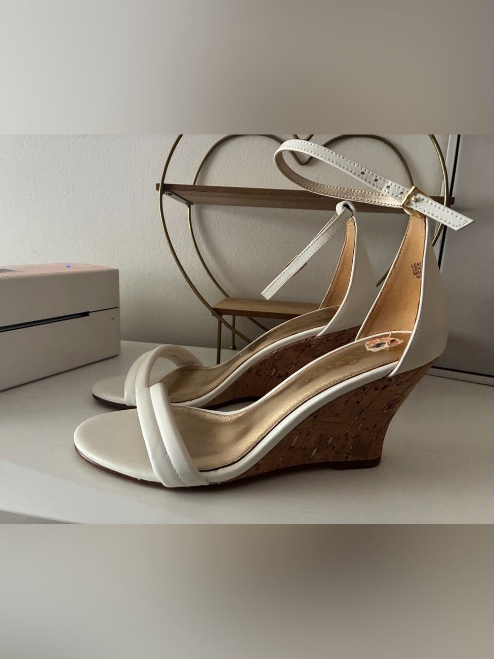 Lilly Pulitzer White Cork Wedge Sandals with Ankle Strap